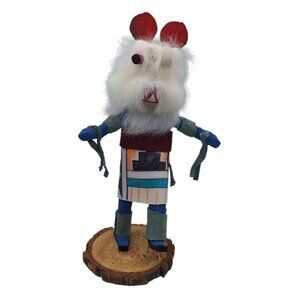Kachina Handmade Doll Signed 7 Inch‎ Bear AM Native American Indian Art Wood
